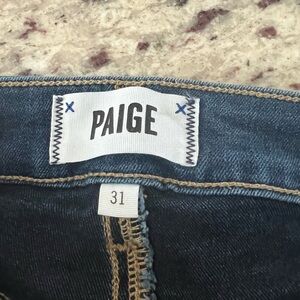 PAIGE Dark Blue Howard Mid-Rise Skinny Jeans